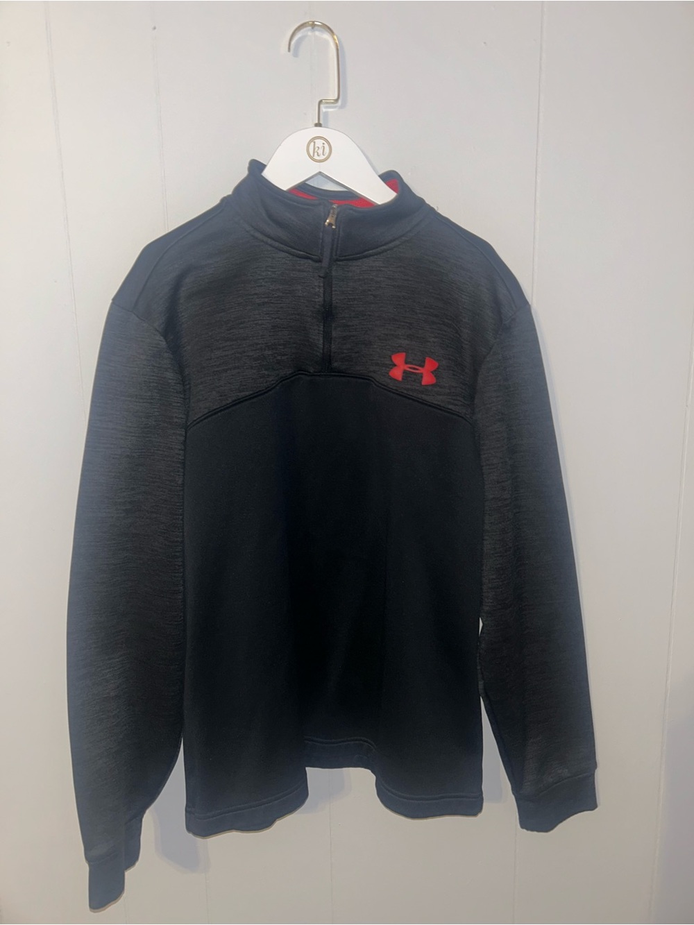 Under Armour Black and Red Half-Zip Athletic Pullover